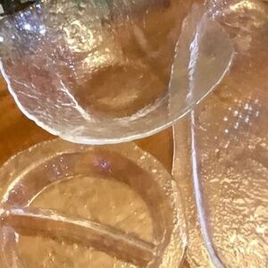3 Unique Elegant Hand Blown Glass Vintage Serving Pieces